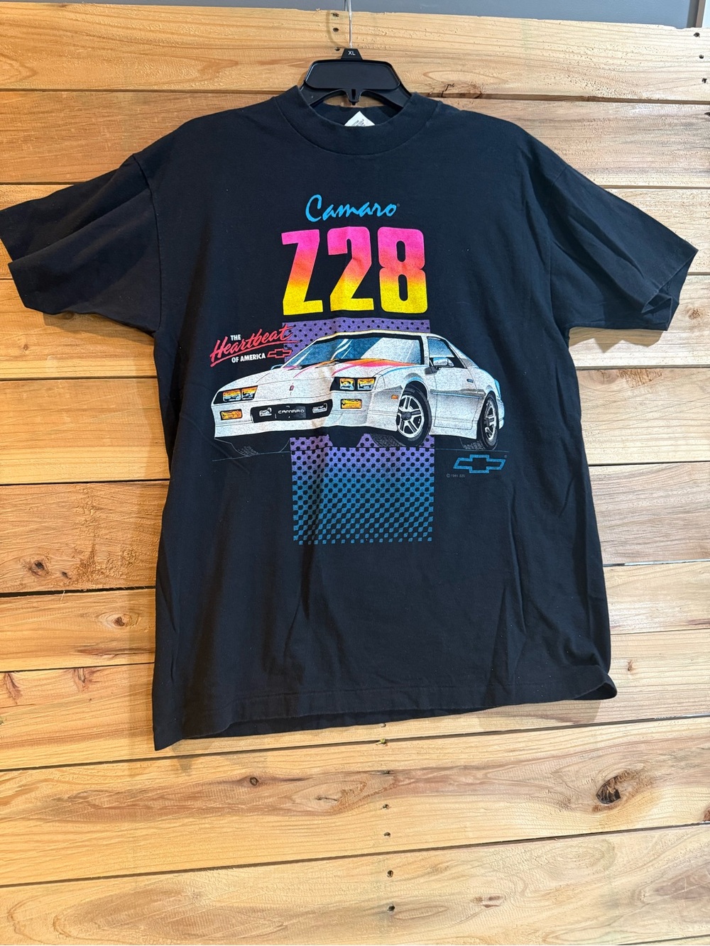 Camaro Z28 Graphic Tee - Black with Neon Print made in USA single stitch vintage